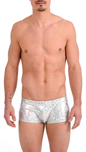 Gary Majdell Sport Mens Printed Contour Pouch Boxer Swimsuit (X-Large, Silver Ice)
