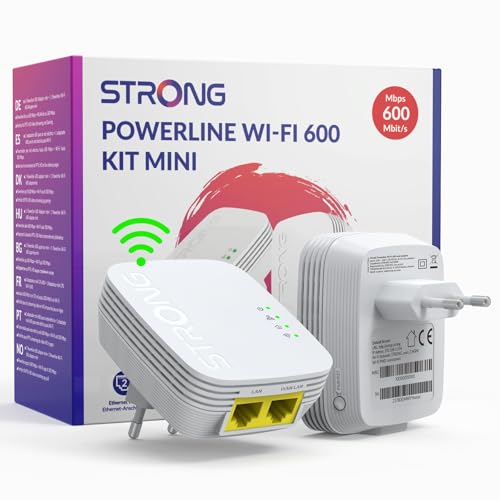 STRONG Powerline 600 Adapter, Internet über die Steckdose, 600 Mbit/s Powerline, WLAN Verstärker mit 300 Meter Reichweite, Kompatibel mit Allen Standard Modems und Routern, POWERLWF600DUOMINI STRONG Powerline 600 Adapter, Internet über die Steckdose, 600 Mbit/s Powerline, WLAN Verstärker mit 300 Meter Reichweite, Kompatibel mit Allen Standard Modems und Routern, POWERLWF600DUOMINI