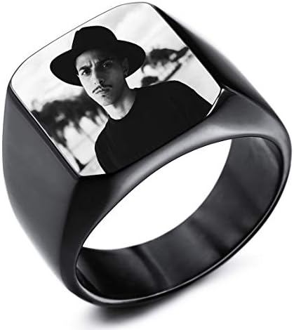 Anello Personalizzato Acciaio Inox Zysta Anello Sigillo Personalizzato Con Foto Da Donna Uomo, Anello A Fascia Personalizzabile Con Nome Testo In Acciaio Inox, Ricordo Regalo Compleanno Natale Festa Del Papà Mamma (Foto