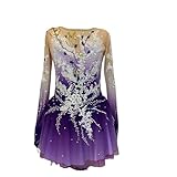 zdxrz abito da pattinaggio artistico su ghiaccio, body da competizione for pattinaggio artistico con strass viola, abbigliamento professionale di lusso for donne e ragazze(xl)