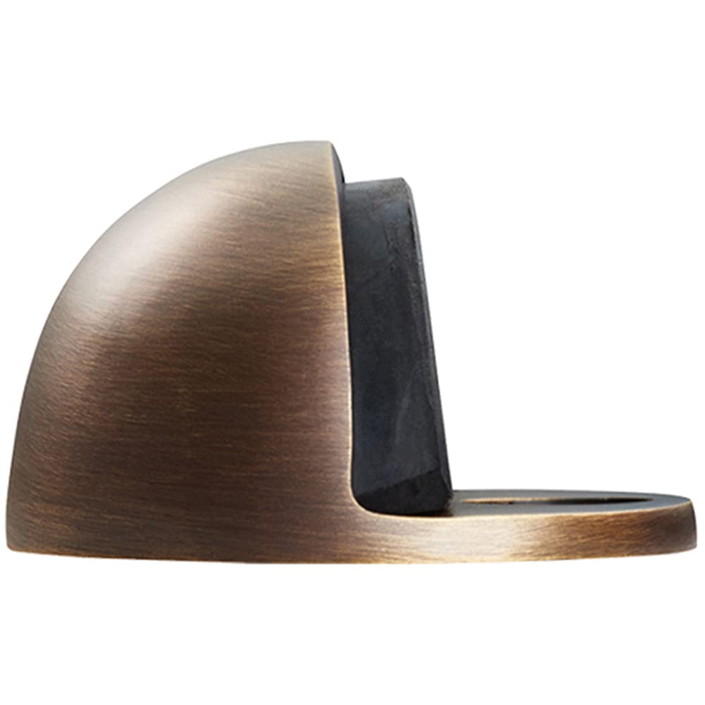 Floor-mounted Oval Doorstop - 44 x 22mm - Antique Brass Half Moon Stopper | Protective Door Buffer - Wall Protection Bumper - Internal Door Accessories