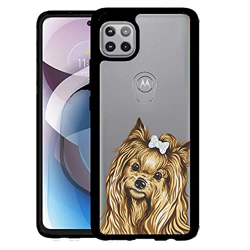 CasesOnDeck Case for [Motorola Moto One 5G Ace/Moto G 5G (2021)] [Black Bumper Guard] Soft and Flexible TPU Ultra Thin Shockproof Transparent Cover (Yorkie)