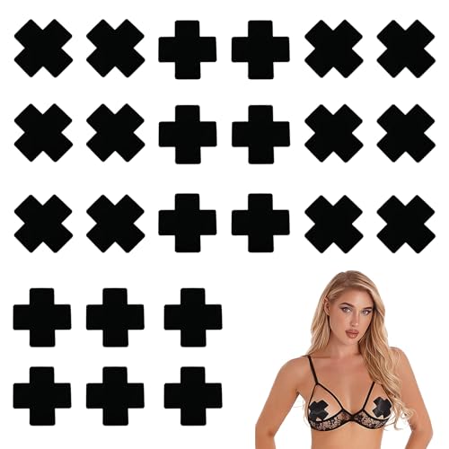YUGUOLAN 12 Paare Nippelpads, Nipple Cover, Brustwarzenabdeckung, Nipple Pads, Nippelkleber, Kreuzform, Sexy Nippelpads Für Frauen Mädchen,...