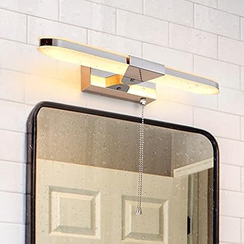 MantoLite LED Bathroom Wall Light with Zipper Cord, 40CM Picture Display Lamp Mirror Lighting Wall Sconce Fixtures for Hotel Restaurant Modern Reading Lamps,8W 3000K Stainless Steel Acrylic Lights Cover