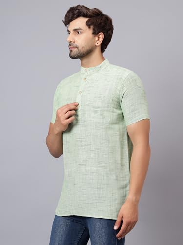 Image of LATEST CHIKAN Men's Cotton Regular Casual Strped Short Kurta Half Sleeves - (SK-LJ.DS.AS)