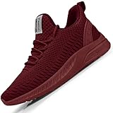 Feethit Mens Slip On Walking Shoes Blade Tennis Shoes Non Slip Running Shoes Lightweight Workout Shoes Breathable Mesh Fashion Sneakers Burgundy Size 10.5
