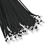45cm Schlüsselband 100 Stück Lanyards schlüsselanhänger band lanyard Nackenband Swivel Schließe Umhängebänder mit Karabinerhaken Büro Abzeichen für ID-Karten Ausweise Schlüssel für ID-Karten(Schwarz)