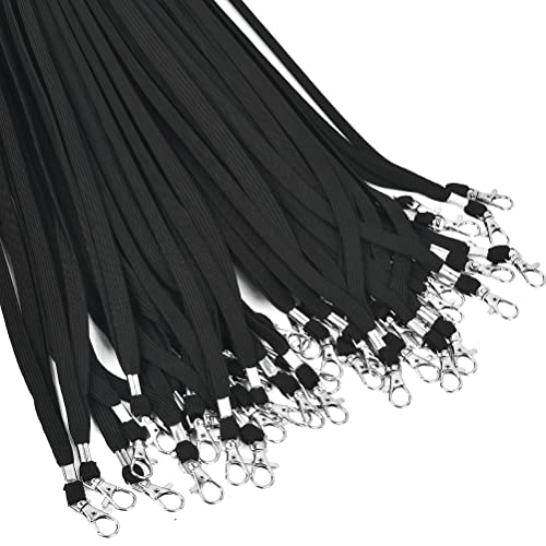 45cm Schlüsselband 100 Stück Lanyards schlüsselanhänger band lanyard Nackenband Swivel Schließe Umhängebänder mit Karabinerhaken Büro Abzeichen für ID-Karten Ausweise Schlüssel für ID-Karten(Schwarz)