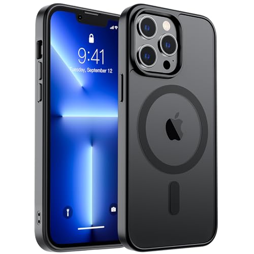 zapica Magnetic for iPhone 13 Pro Max Case, [Compatible with MagSafe] [Military Grade Drop Protection] Translucent Matte Shockproof Anti-Scratch Phone Case, Black