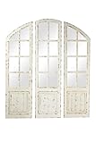 Deco 79 Vintage Wood Wall Mirror, 3 PIECES SMALL SIZE, White