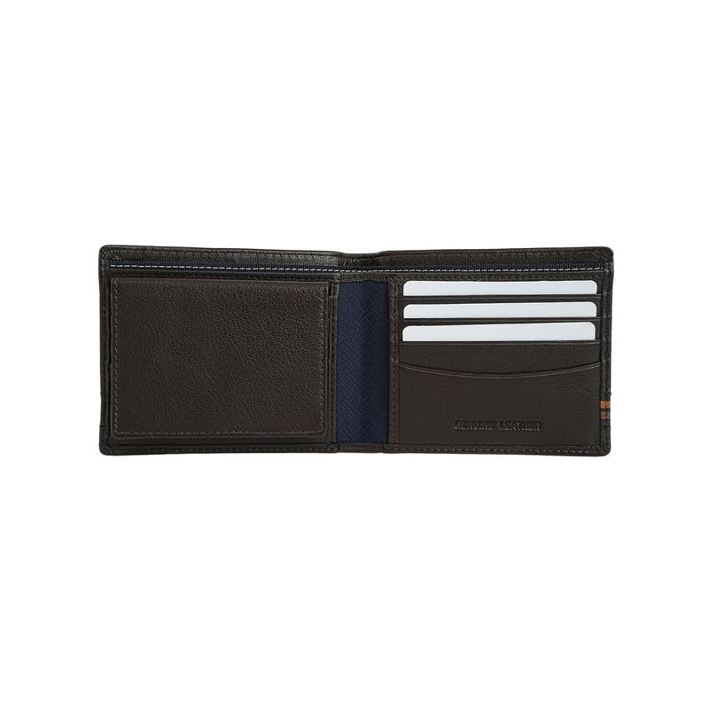 Image of Tommy Hilfiger Men's Forcados Passcase Wallet - Brown | Solid Textured Leather | Removable ID Case| Purse for Men | Ideal for Gifting