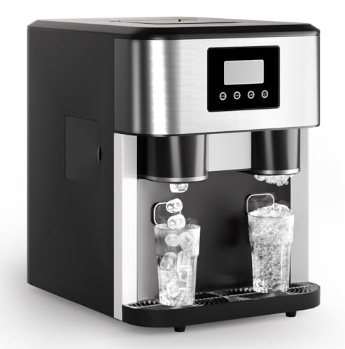 TABU 3-in-1 Bottleless Water Cooler with Ice Maker&Crusher, Water Dispenser with 40lbs/Day Ice Maker, Self-Cleaning Ice Machine with Ice Scoop, 3 Size Bullet Cube, Ideal for Home, RV, Office, Party