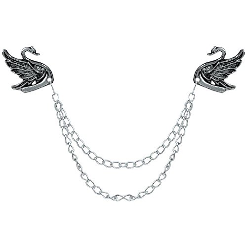 TRIPIN SWAN Shape Lapel PIN Brooch with Chain for Men Women Boys Girls for Office Corporate Party French Cuff Shirts Shirt Suit Blazer in A Gift Box TSCPSIL1753