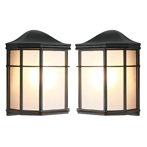C Cattleya 2-Pack Matte Black Aluminum Outdoor Wall Lantern Sconce Front Porch Light Fixture With Motion Sensor Dusk To Dawn Led Radar Bulb For Front Porch Garage Patio Garden cover