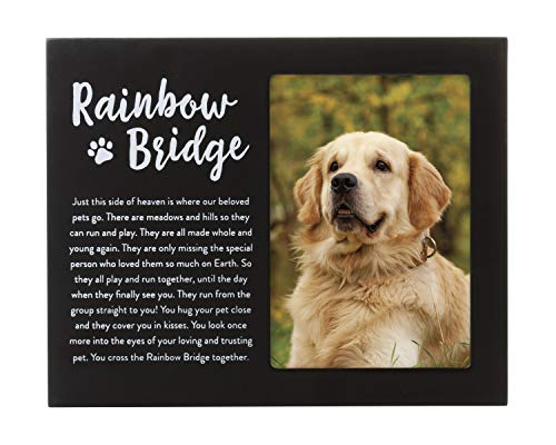 Pearhead Rainbow Bridge Pet Keepsake Picture Frame, Wooden Photo Frame for Pet Owners, Memorial Frame and Inspirational Pet Loss Gift with Poem, 3.5x5 Inch Photo, Black