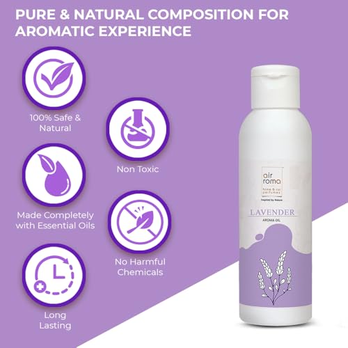 Image of AIR-ROMA Lavender Scented Aroma Diffuser Oil, Pure, Natural and Undiluted 100ml | Strong & Long-Lasting Aroma - Fragrance Oil for Home, Office, Candles