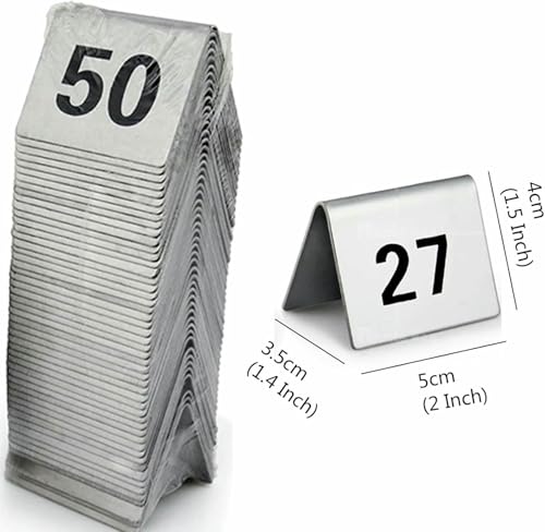 Numéro de table en acier inoxydable 1 à 50 double face pour restaurant - 3