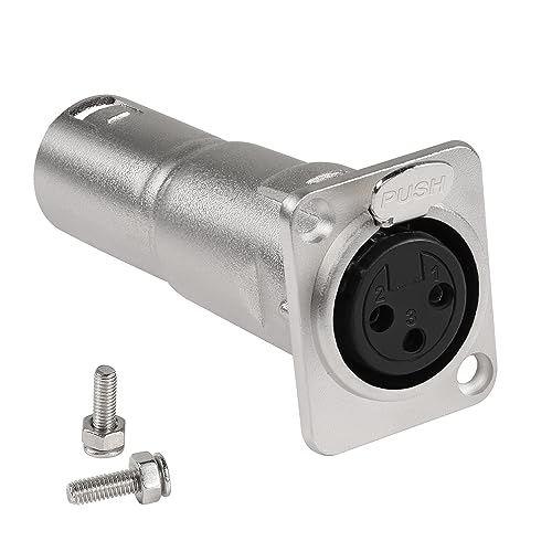 QIANRENON XLR Female to Male Microphone Connector Adapter, 3 Pin XLR Jack to Plug Mounting Coupler, Feedthrough Mount Socket