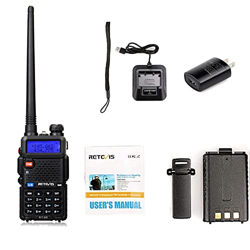 Retevis RT-5R Two Way Radio Handhled Rechargeable, Dual Band 128CH 2-Way Radios Long Range High Power, Falshlight Walkie Talkies for Adults (10 Pack)