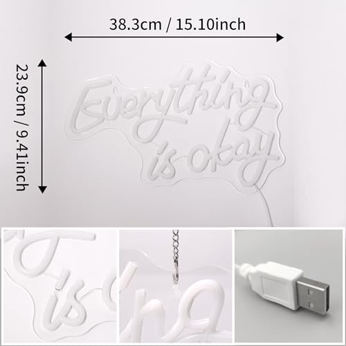 Image of Attivolife Everything Neon Sign for Wall Decor, Light up Inspire LED Lamp with Dim USB Powered, Encourage Gifts Unique Decor for Home Living Room Shop Teahouse Birthday Christmas Day