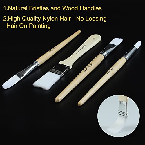 Paint Brushes Set of 24 Pieces Wooden Handles Brushes with Canvas Brush Case, Professional for Oil, Acrylic and Watercolor Painting by KEVIN&SASA CRAFTS - Image 5