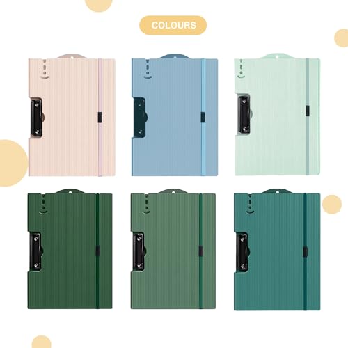 Image of oddpod Horizontal A4 Plastic Clipboard with Elastic Strap /Multi-Function Document Paper Storage File Folder with Outer Cover for Students & Professionals - Powder Blue