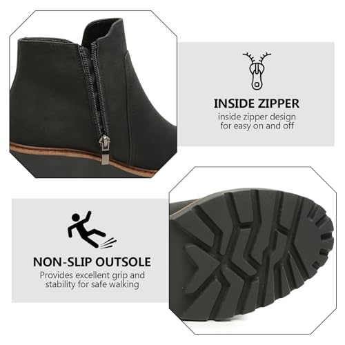 Image of Womens Ankle Boots Chunky Low Heel Short Booties Dress Fall Boots