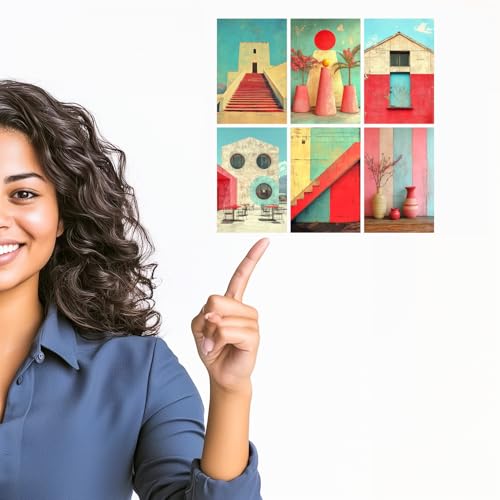Image of SiddArtify Architectural Wall Art Poster Print Set - Modern Building Photo Decor for Living Room Office - Set of 2-4x6 Inch - Board (Pack of 6) - Sticker (Pack of 6)
