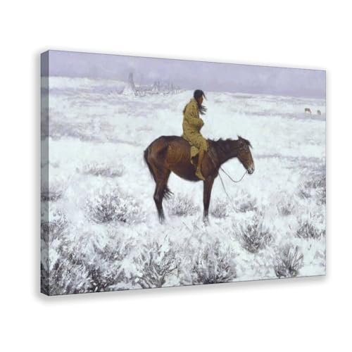 Impression sur toile Frederic Remington tableau décoration murale bureau 50x76