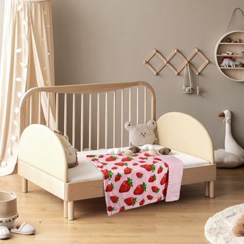 Image of Strawberry Baby Blanket for Boys Girls Soft Fleece Minky Blanket with Dotted Backing Double Layer Newborn Toddler Blankie for Nursery Stroller Crib Gift to Son Nephew Grandson 26.5 * 40 Inches