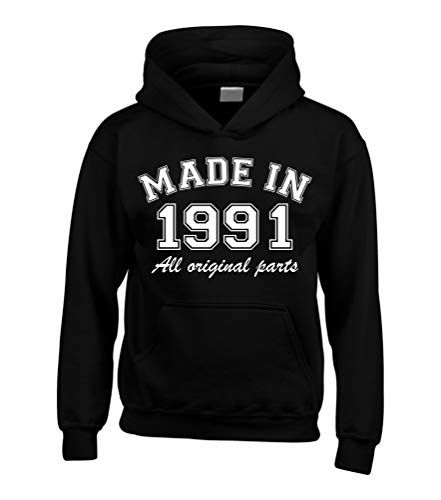 Sweat 1991 à capuche coton noir confortable taille XS