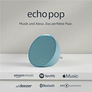 Echo Pop | Kompakter und smarter Bluetooth-Lautsprecher mit vollem Klang und Alexa | Blaugrün