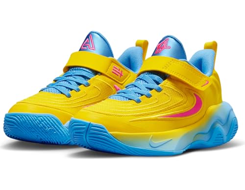 Nike Giannis Immortality 4 Little Kids' Shoes (FZ6733-700, Lightning/University Blue/Hyper Pink)2