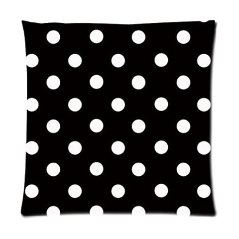 Polka Dot Black and White Custom Zippered Pillow Cushion Case Throw Pillow Covers 16x16(two sides) Fabric Cotton and Polyester Cover