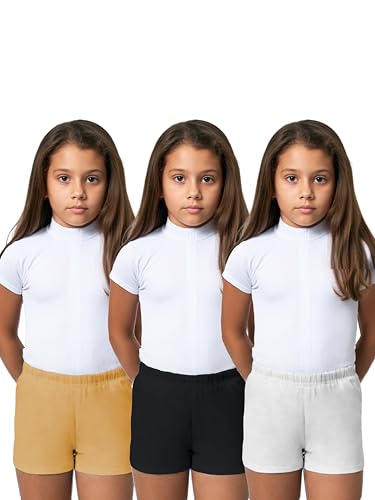 Image of KiddoPanti Girls Solid Cycling Shorts Pack of 3 | Soft & Stretchy Cotton Spandex | Comfortable Fit with Elastic Waistband | Half Tights Length Girls Inner Cycling Shorts