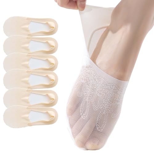 6 Pack Thin Lace No Show Socks For Women, Invisible Low Cut Women’s Liner Sock Size 5-8,9-11