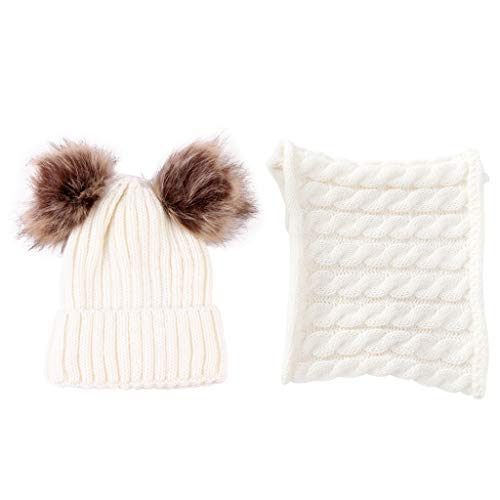 CapsA Kids Winter Hat Pom Beanie Knit Skull Cap Hats Warm Neckerchief for Children Baby Boys Girls Toddler Hat Scarf