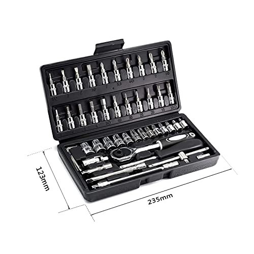 Yufanya SW01 46Pcs 1/4 Inch Drive Socket Set,Metric Ratchet Wrench Set With 4-14Mm Cr-V Sockets,S2 Bits,Extension Bars,Mechanic Tool Kits thumb #8