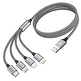 [Breite Kompatibilität] 4 in 1 multi ladekabel Hat vier Ladeanschlüsse:2*iPhone port,Micro port,USB Typ-C port. Kompatibel mit Telefon Xr / Xs / X / 8/8 Plus / 7 Plus / 7 / 6s Plus / 6s / 6 Plus / 6 / SE / 5s / 5c / 5; Samsung Galaxy S10 / S9 / S8 / S7 / S6, Note 8, A3, Huawei P30 / P20 / P10 / Mate10; Mate10, Honor View 10, Nexus, HTC, Motorola; Nokia, LG; Sony; PS4 und mehr.