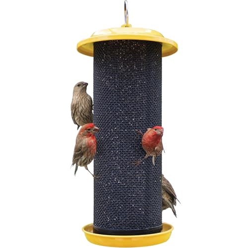 Nature's Way Sunglow Metal Mesh Thistle Bird Feeder for Wild Birds and Outdoor Décor, 2.125 Quart Capacity, Easy to Clean and Fill with Easy-Cling Mesh, Yellow