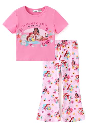 Disney Princess Ariel Moana Girls Outfits 2 Piece Clothing Set Graphic TShirt and Flare Leggings Pants Sets Little Kids Toddler Spring Summer Travel Vacation Hawaii Girls Clothes 2T