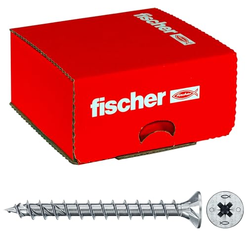 Fischer Viti per Legno o Truciolare Power-Fast II CZF 5,0x50 Filetto totale, Pozi, Testa svasata piana, Zincatura bianca, 200 Pz, 670403