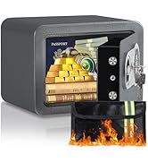 0.23 Cubic Feet Safe Box, Small Safe W/Fireproof Bag, Keys & Pass Code, Digital Electronic Securi...