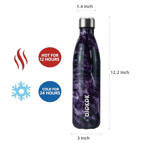 Image of BJPKPK 25oz Insulated Water Bottles Stainless Steel,Sports Water Bottles Keep Cold for 24 Hours and Hot for 12 Hours,Marble Thunder