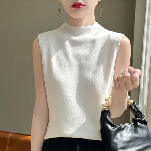 Women Knit Vest Waistcoat Spring Summer High Collar Sleeveless Knitted Sweater Pullover2