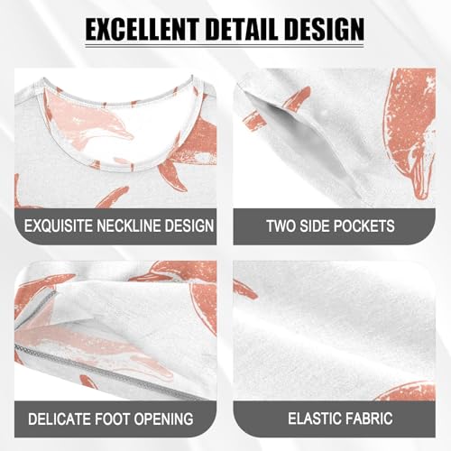 ALAZA Cute Dolphin Wartercolor Pajamas Set Short Sleeve Cotton Sleepwear Summer Pjs 2 Piece 5-14Y4