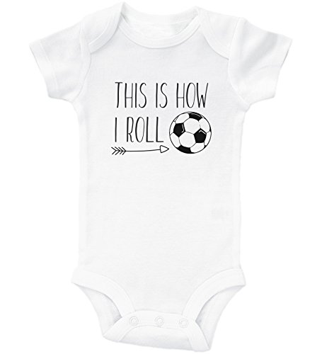 Baffle Funny Soccer Onesies for Babies/This is How I ROLL/Futbol Bodysuit (3mo, White Short Sleeve)