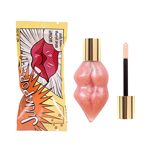 Lip Plumper Gloss Moisturize Hydrating Liquid Lipstick Smooth Wet N Wild Jelly Lip Gloss Stick Honey Shine Lip Sexy Red Plumping Lip Best Clear Lip Plumper Balm Liquid Party Disco (Nude Color) #TOP1