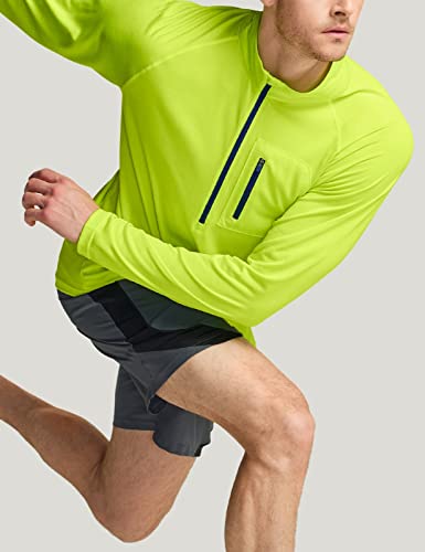 Athlio Men's Long Sleeve Athletic Shirts - Quick Dry, Uv Sun Protection, 1/4 Zip Pullover, Medium (3-Pack Carbon Grey/Neon Yellow/Orange) #TOP6