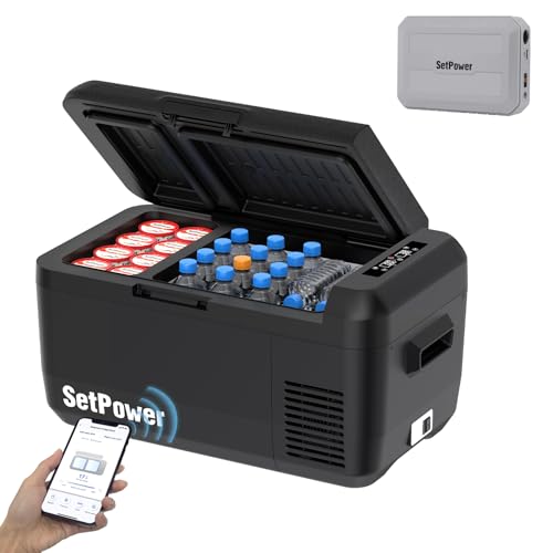 Setpower RF30 12 Volt Car Refrigerator With PG216WH,32QT(30L) 12V Fridge Freezer,Portable Electric Coolers for Car,Camping,Vehicles,RV,SUV,Travel